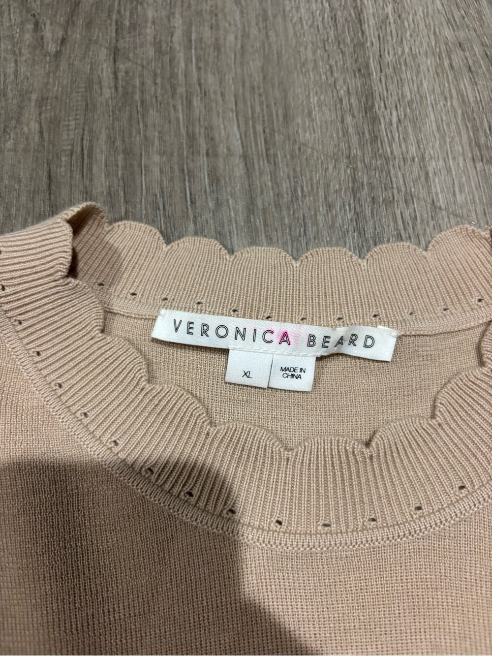 Veronica Beard Steffi Mixed Media Merino Wool Blend Top In Oatmeal Size XL - Picture 4 of 5